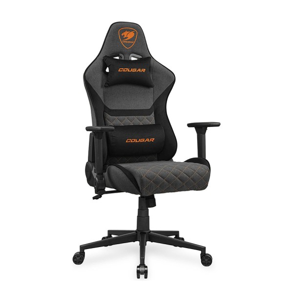 كرسي العاب COUGAR Armor One V2 F, مساند ذراع 4D, خامة قماش/نسيج, الإرجاع حتى 155°, وسادة دعم لأسفل الظهر, رافعة غاز Class 4, التحمل الى 120 كجم - رمادي/أسود
