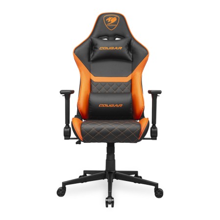 Gaming Chair COUGAR Armor One V2 ,4D adjustable armrests ,Premium PVC leather surface ,Tilt mechanism ,Includes headrest - BLACK ORANGE
