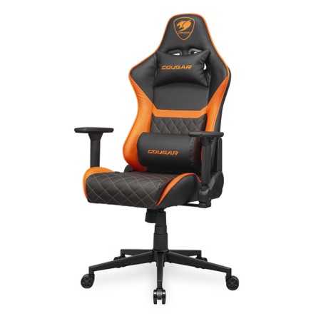 Gaming Chair COUGAR Armor One V2 ,4D adjustable armrests ,Premium PVC leather surface ,Tilt mechanism ,Includes headrest - BLACK ORANGE