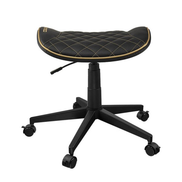 كرسي COUGAR Crosser, مصمم كـمقعد إضافي للألعاب أو مسندًا للقدمين, جلد صناعي PVC, إمكانية تعديل الارتفاع, قاعدة خماسية, الوزن حتى 120 كجم - أسود/ ذهبي