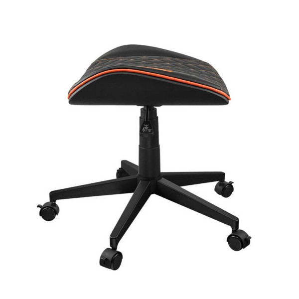 كرسي COUGAR Crosser, مصمم كـمقعد إضافي للألعاب أو مسندًا للقدمين, جلد صناعي PVC, إمكانية تعديل الارتفاع, قاعدة خماسية, الوزن حتى 120 كجم - أسود/ برتقالي