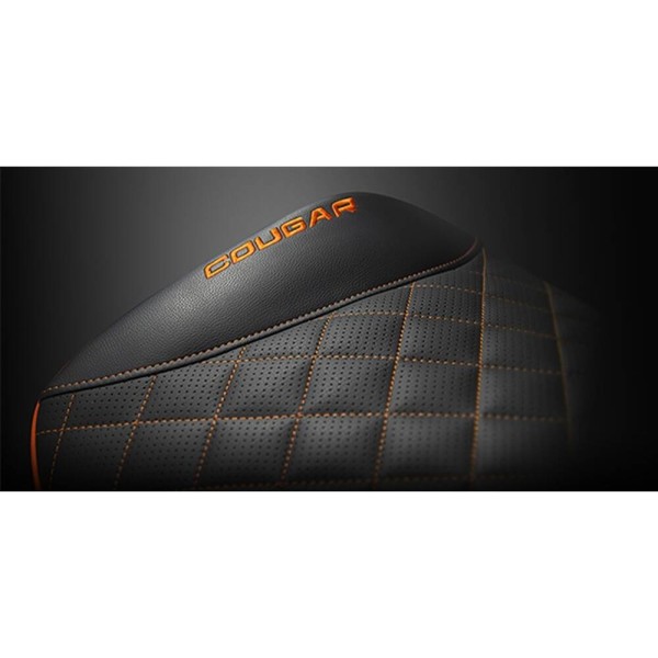 كرسي COUGAR Crosser, مصمم كـمقعد إضافي للألعاب أو مسندًا للقدمين, جلد صناعي PVC, إمكانية تعديل الارتفاع, قاعدة خماسية, الوزن حتى 120 كجم - أسود/ برتقالي