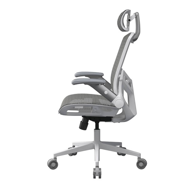 كرسي العاب COUGAR Speeder One, مساند ذراع 2D, دعم منحني إرجونومي مع قابلية تعديل أسفل الظهر, رافعة غاز Class 4, التحمل الى 120 كجم - أبيض