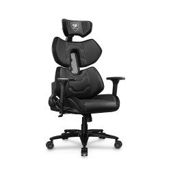 COUGAR Terminator Elite Gaming Chair, ergonomic Second Spine design, Hyper-Dura leatherette and velvet upholstery, 4D adjustable armrests - Blk/Silver