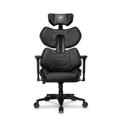 COUGAR Terminator Elite Gaming Chair, ergonomic Second Spine design, Hyper-Dura leatherette and velvet upholstery, 4D adjustable armrests - Blk/Silver