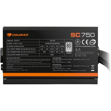 مزود طاقة كوجر SC 650 واط، 80 PLUS، تقنية DC-DC، مروحة صامتة، حماية كاملة، باللون أسود