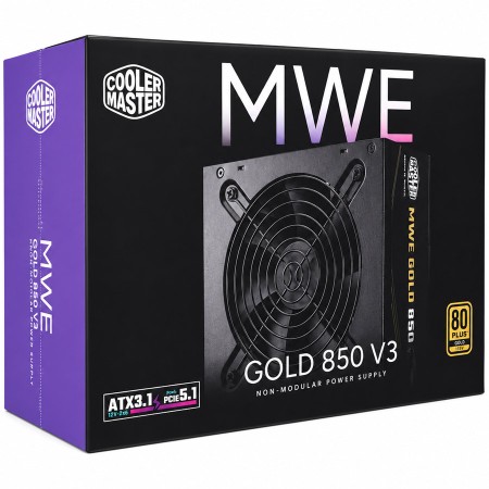 مزود طاقة كولر ماستر MWE جولد V3 بقدرة 850 واط - ATX 3.1 - 80 بلس جولد مزود طاقة كولر ماستر MWE جولد V3 بقدرة 850 واط - ATX 3.1 - 80 بلس جولد