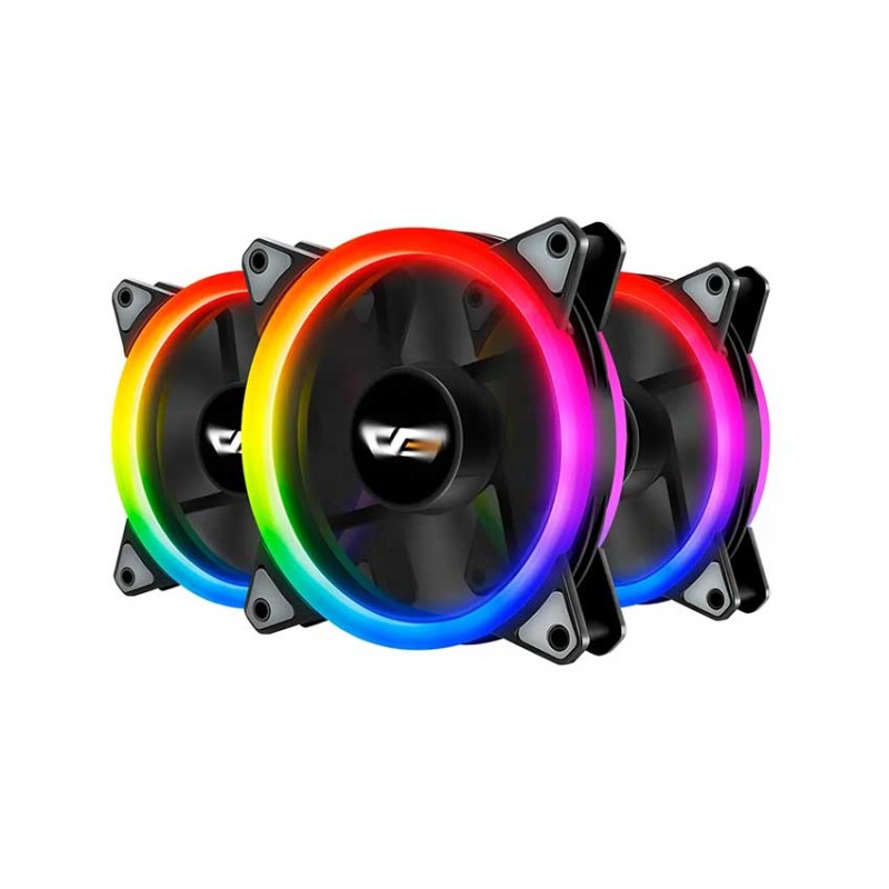 DarkFlash Aurora DR12 Pro 3-Pack Addressable 120mm RGB LED Case Fan Kit Compatible with ASUS Aura Sync High Performance Speed Controllable Colorful Fans with Controller and Remote