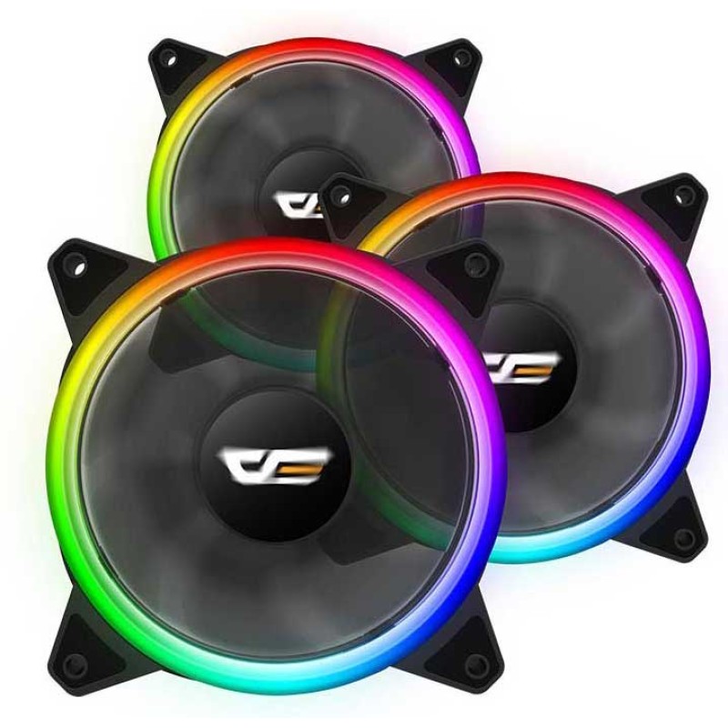 DarkFlash Aurora DR12 Pro 5-Pack Addressable 120mm RGB LED Case Fan Kit Compatible with ASUS Aura Sync High Performance Speed Controllable Colorful Fans with Controller and Remote