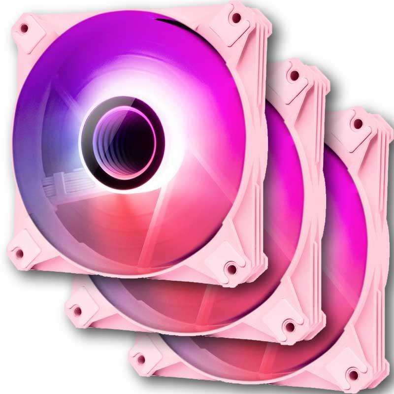DarkFlash Infinity 8 PWM aRGB Fan, 120mm Cooling, 3 Fan Pack | Pink