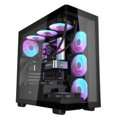 كيس كمبيوتر DARKFLASH DS900G بواجهة زجاجية منحنية – أسود