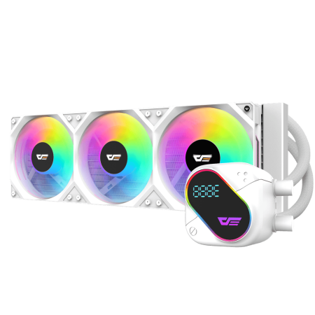 مبرد مائي darkFlash DO360 بحجم 360 مم مع إضاءة RGB وشاشة LCD – أبيض