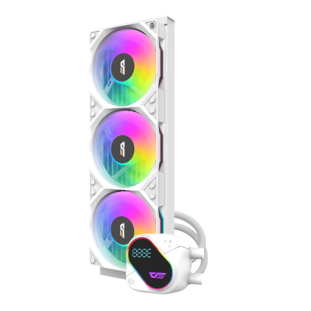 مبرد مائي darkFlash DO360 بحجم 360 مم مع إضاءة RGB وشاشة LCD – أبيض