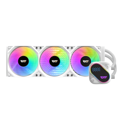 مبرد مائي darkFlash DO360 بحجم 360 مم مع إضاءة RGB وشاشة LCD – أبيض