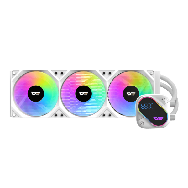 مبرد مائي darkFlash DO360 بحجم 360 مم مع إضاءة RGB وشاشة LCD – أبيض مبرد مائي darkFlash DO360 بحجم 360 مم مع إضاءة RGB وشاشة LCD – أبيض