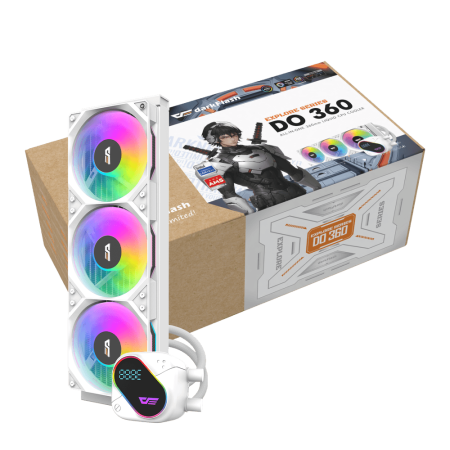 مبرد مائي darkFlash DO360 بحجم 360 مم مع إضاءة RGB وشاشة LCD – أبيض