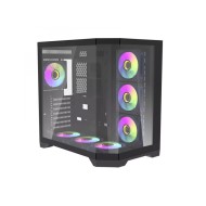 كيس كمبيوتر  AiGO FT418 Pro ميد تاور ATX مع 7 مراوح ARGB - أسود