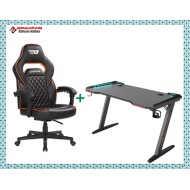 DARKFLASH RC-300 GAMING CHAIR, STRONG HAND ARMOR GAMING DESK (120X60)CM - BLACK