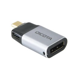 محول DICOTA USB-C إلى DisplayPort Mini Adapter, يدعم دقة 8K ويوفر توصيل الطاقة Power Delivery حتى 100W, دعم التشغيل الفوري - فضي 