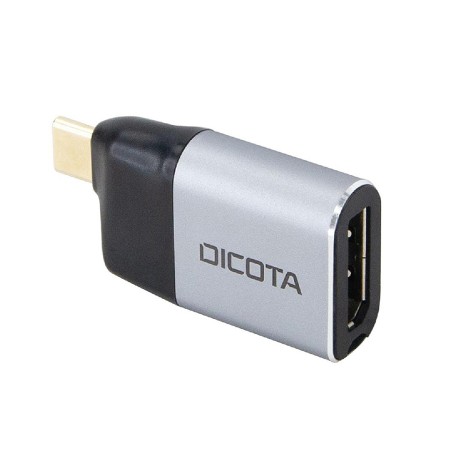 محول DICOTA USB-C إلى DisplayPort Mini Adapter, يدعم دقة 8K ويوفر توصيل الطاقة Power Delivery حتى 100W, دعم التشغيل الفوري - فضي