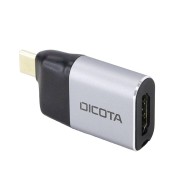 محول DICOTA USB-C إلى HDMI Mini Adapter, يدعم دقة 4K ويوفر توصيل الطاقة Power Delivery حتى 100W, دعم التشغيل الفوري - فضي 
