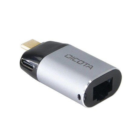 محول DICOTA USB-C إلى Ethernet Mini Adapter, دعم شبكة Gigabit Ethernet بسرعة تصل إلى 1000 مب/ثا, يوفر توصيل الطاقة Power Delivery حتى 100W, دعم التشغيل الفوري - فضي محول DICOTA USB-C إلى Ethernet Mini Adapter, دعم شبكة Gigabit Ethernet بسرعة تصل إلى 1000 مب/ثا, يوفر توصيل الطاقة Power Delivery حتى 100W, دعم التشغيل الفوري - فضي