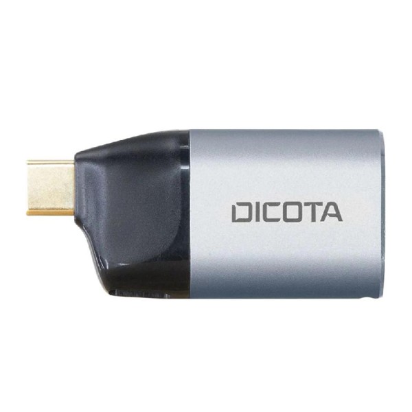 محول DICOTA USB-C إلى Ethernet Mini Adapter,  دعم شبكة Gigabit Ethernet بسرعة تصل إلى 1000 مب/ثا, يوفر توصيل الطاقة Power Delivery حتى 100W, دعم التشغيل الفوري - فضي