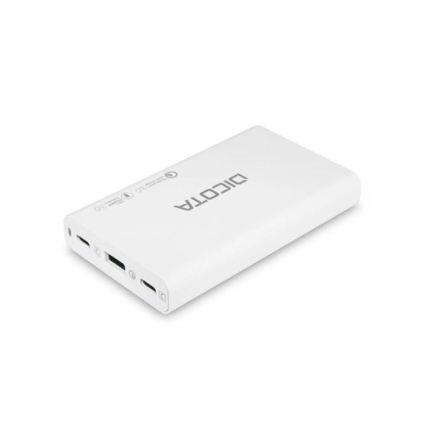 DICOTA 3-Port Desktop Charger Universal 65W,  2x USB-C, 1x USB-A, support Fast Charging - White