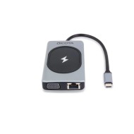 وحدة الشحن والتوصيل متعددة الوظائف DICOTA USB-C 10-in-1, شحن لاسلكي بقدرة تصل إلى 15 واط, منافذ متعددة للأجهزة الطرفية, منفذ شبكة Ethernet RJ-45 - فضي 
