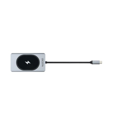 DICOTA USB-C 10-in-1 Charging Hub 4K PD 100W, HDMI output up to 4K, wireless charging up to 15W, RJ-45 LAN, PD up to 100W - Silver