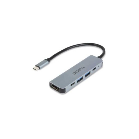 DICOTA USB-C 5-in-1 Video Hub 4K PD 100W multi-function hub, HDMI output up to 4K, PD up to 100W, 2x USB-C , 2x USB-A - Silver DICOTA USB-C 5-in-1 Video Hub 4K PD 100W multi-function hub, HDMI output up to 4K, PD up to 100W, 2x USB-C , 2x USB-A - Silver