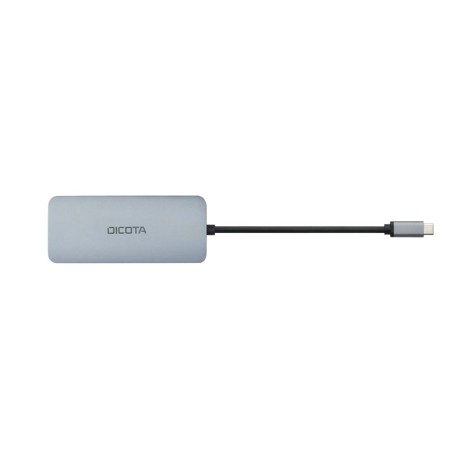 وحدة التوصيل DICOTA USB-C 13-in-1, مخرج HDMI بدقة 4K, ب 4 منافذ USB-A و منفذين USB-C, منفذ شبكة RJ-45, قارئ بطاقات SD و microSD, توصيل الطاقة PD حتى 100 واط - فضي