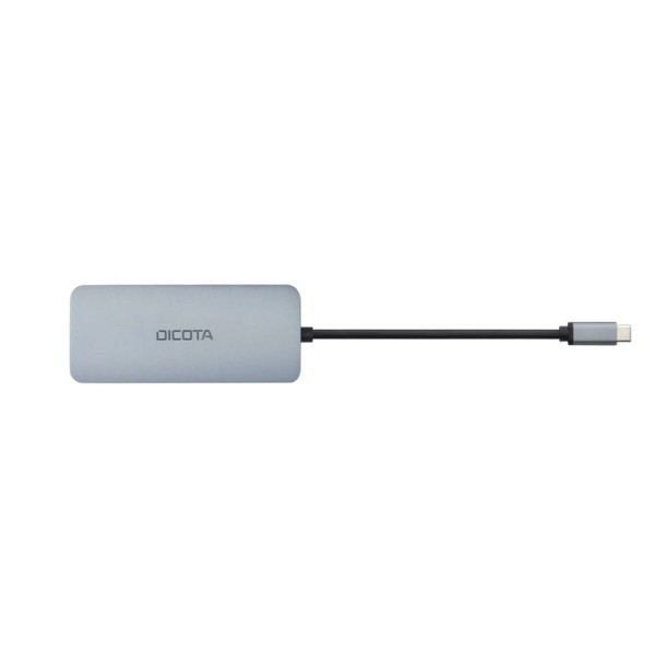 وحدة التوصيل DICOTA USB-C 8-in-1, مخرج HDMI بدقة 4K, ب 3 × منافذ USB-A ومنفذ USB-C, منفذ شبكة RJ-45, قارئ بطاقات SD و microSD, دعم توصيل الطاقة PD حتى 100 واط - فضي