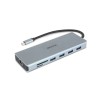 وحدة التوصيل DICOTA USB-C 13-in-1, مخرج HDMI بدقة 4K, ب 4 منافذ USB-A و منفذين USB-C, منفذ شبكة RJ-45, قارئ بطاقات SD و microSD, توصيل الطاقة PD حتى 100 واط - فضي