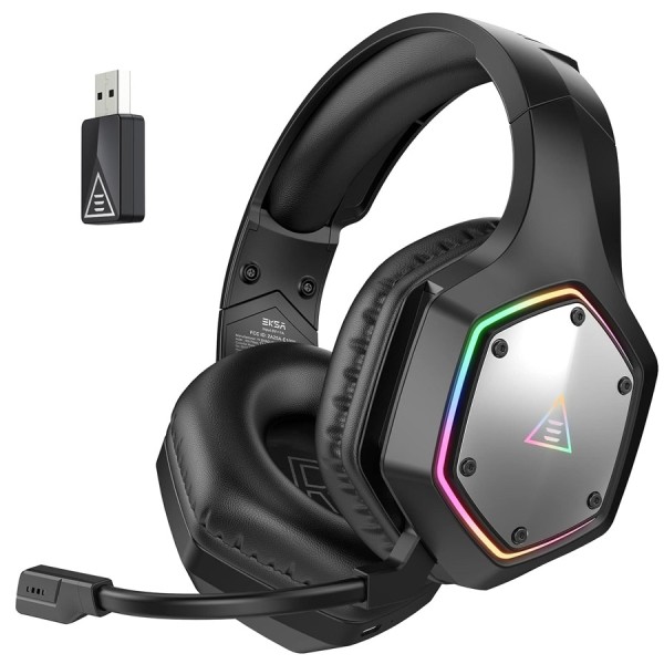 Wireless Gaming Headset EKSA 1000WT ,7.1 surround ,noise-cancelling ,Up to approx. 20 hours -Black