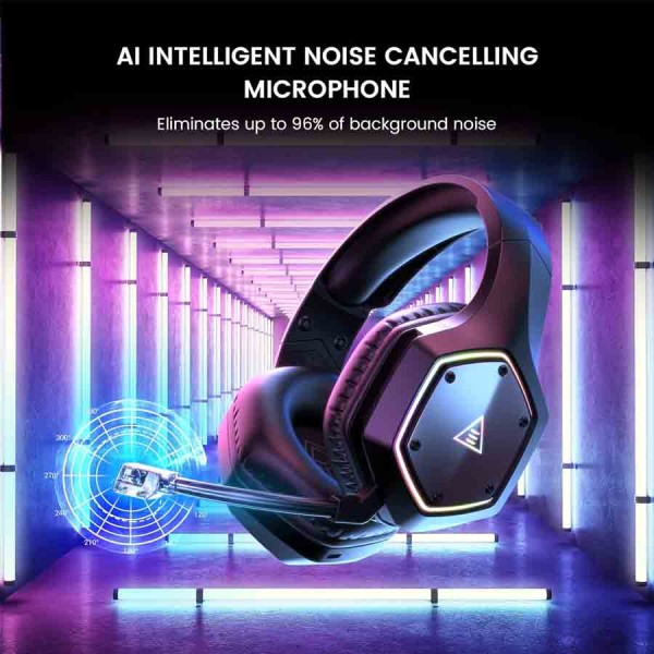 Wireless Gaming Headset EKSA 1000WT ,7.1 surround ,noise-cancelling ,Up to approx. 20 hours -Black