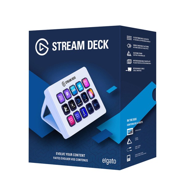 لوحة تحكم احترافية Elgato Stream Deck MK.2, مع 15 مفتاح LCD قابل للتخصيص, تنفيذ أوامر متعددة, متوافقة مع برامج البث المختلفة, توصيل عبر USB-C - أبيض