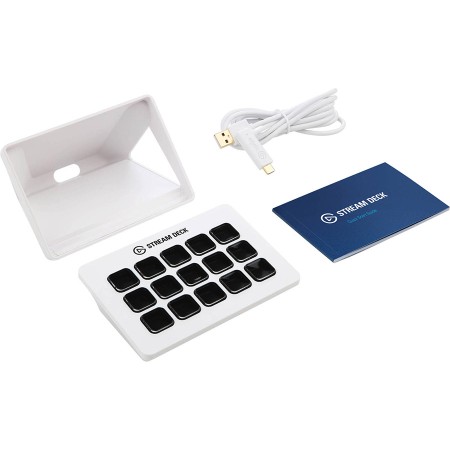 لوحة تحكم احترافية Elgato Stream Deck MK.2, مع 15 مفتاح LCD قابل للتخصيص, تنفيذ أوامر متعددة, متوافقة مع برامج البث المختلفة, توصيل عبر USB-C - أبيض