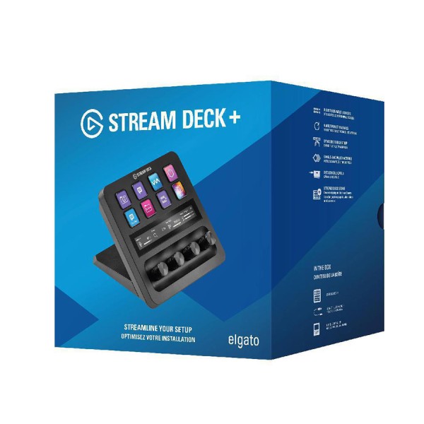 لوحة تحكم +ELGATO Stream Deck, مخصصة لصناع المحتوى, 8 مفاتيح LCD قابلة للتخصيص, 4 مقابض تحكم دوّارة بزاوية 360°,  لوحة لمس LCD مدمجة, توصيل USB-C - أسود