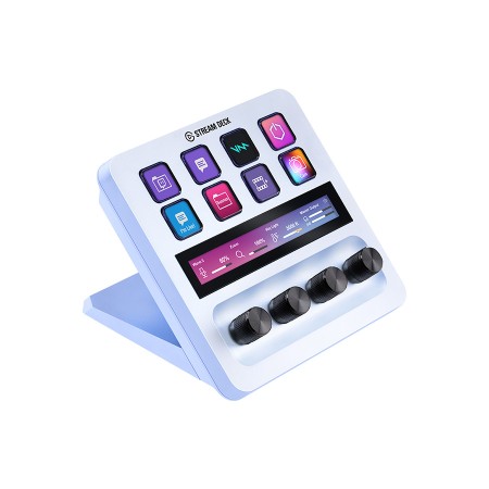 Elgato Stream Deck + Control surface, 8 customizable LCD keys, 4 multifunction 360° rotary dials, Integrated LCD touch panel, USB-C - WHITE Elgato Stream Deck + Control surface, 8 customizable LCD keys, 4 multifunction 360° rotary dials, Integrated LCD touch panel, USB-C - WHITE