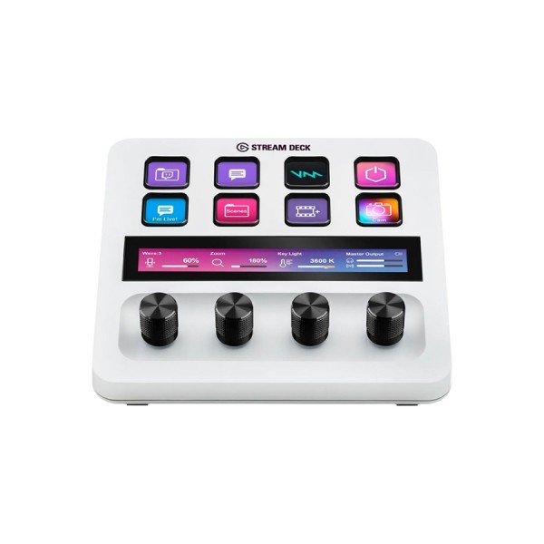 لوحة تحكم +ELGATO Stream Deck, مخصصة لصناع المحتوى, 8 مفاتيح LCD قابلة للتخصيص, 4 مقابض تحكم دوّارة بزاوية 360°, لوحة لمس LCD مدمجة, توصيل USB-C - أبيض لوحة تحكم +ELGATO Stream Deck, مخصصة لصناع المحتوى, 8 مفاتيح LCD قابلة للتخصيص, 4 مقابض تحكم دوّارة بزاوية 360°, لوحة لمس LCD مدمجة, توصيل USB-C - أبيض