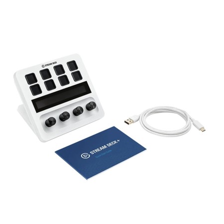 Elgato Stream Deck + Control surface, 8 customizable LCD keys, 4 multifunction 360° rotary dials, Integrated LCD touch panel, USB-C - WHITE Elgato Stream Deck + Control surface, 8 customizable LCD keys, 4 multifunction 360° rotary dials, Integrated LCD touch panel, USB-C - WHITE