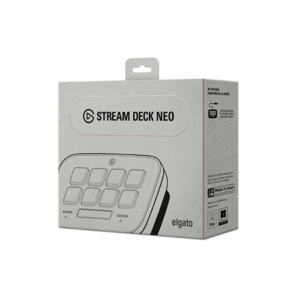 Elgato Stream Deck Neo, compact control pad, 8 LCD keys, touch strip, work with popular apps, easy setup - White