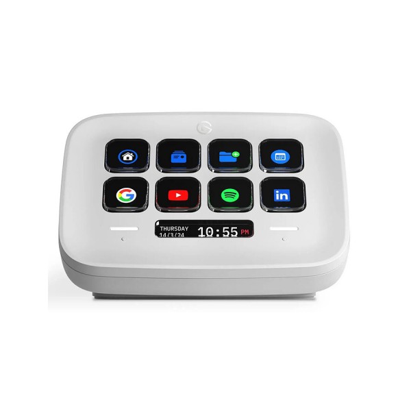 Elgato Stream Deck Neo, compact control pad, 8 LCD keys, touch strip, work with popular apps, easy setup - White