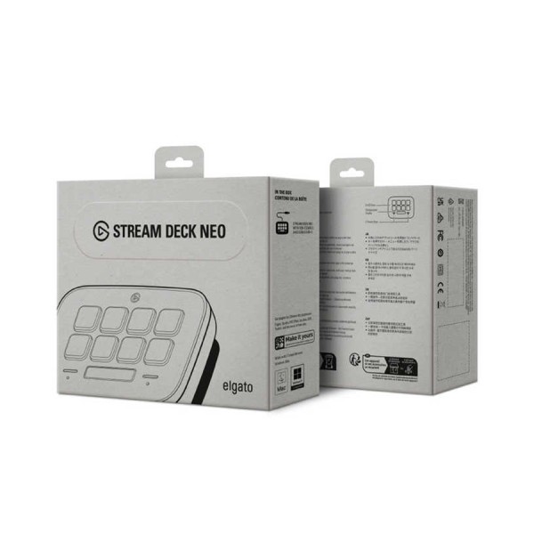 Elgato Stream Deck Neo, compact control pad, 8 LCD keys, touch strip, work with popular apps, easy setup - White