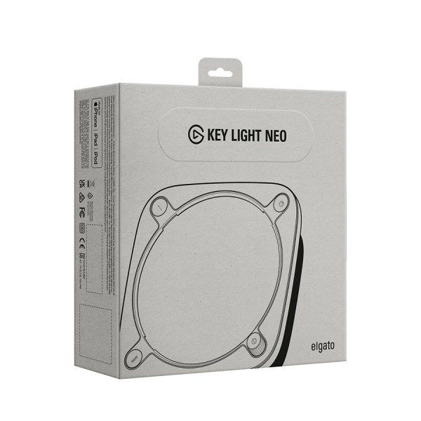 إضاءة  Elgato Key Light Neo, إضاءة LED ناعمة ومحسّنة للوجه والكاميرا, تحكم سهل في السطوع حتى 1000 شمعة, توصيل USB-A / USB-C / مزود طاقة خارجي - أبيض