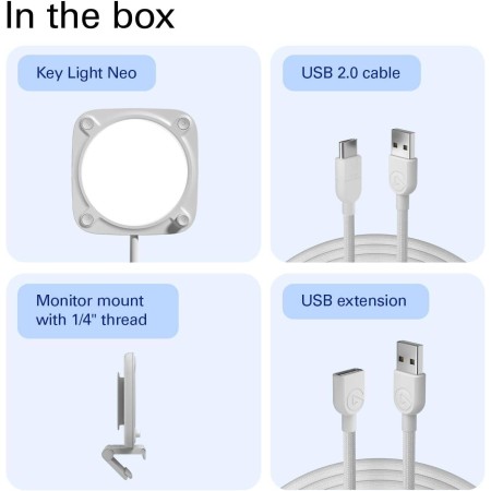 Elgato Key Light Neo, modern LED key light, Adjustable color temperature from warm to cool, Multiple power options - WHITE Elgato Key Light Neo, modern LED key light, Adjustable color temperature from warm to cool, Multiple power options - WHITE