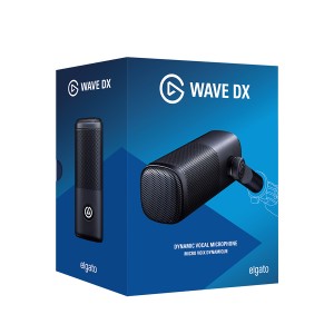 Elgato Wave DX dynamic vocal microphone, reduce background noise, not require phantom power, XLR connection,  300 ohms - Black