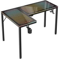 Eureka L60R-B Reversible L-Shaped Glass Gaming Desk - RGB LED