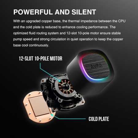  LIQUID COOLER GAMDIAS AURA GL240 V2 AIO GAMING ARGB  - BLACK